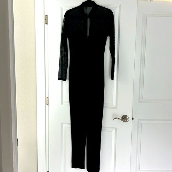 Tower Vintage Jumpsuit Mesh Front and Arm Back Zipper Gold tone Horeshoe Closure - Picture 4 of 12